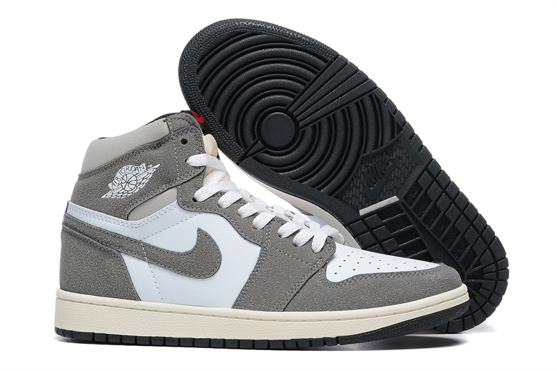 Women's Running Weapon Air Jordan 1 Grey/White Shoes 0302 Women's Running Weapon Air Jordan 1 Grey/White Shoes 0302